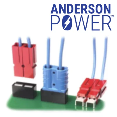 DC flat and DIN power connectors from Anderson Power Products