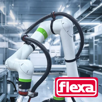 FLEXA RQDR - inteligentne prowadzenie kabli dla cobotów i małych robotów przemysłowych