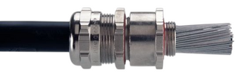 Pflitsch blueglobe HT AC (for steel-armoured cables) - mosiężna dławnica kablowa EMC z wkładką z silikonu HT do kabli w stalowym oplocie