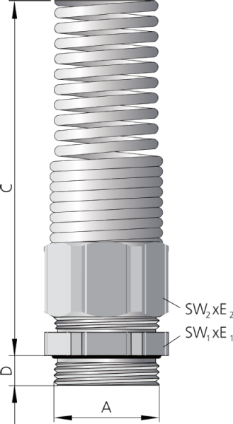 Pflitsch UNI Flex Dicht cable gland - brass cable gland with spring with TPE/TPE-V/silicone HT sealing insert