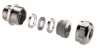 Pflitsch UNI IRIS EMC Dicht - brass nickel-plated EMC cable gland with TPE-V sealing insert